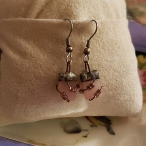 Fun Silver and Pink Beaded Earrings